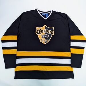 Corona Extra Beer Striped Embroidered Hockey Jersey, Men's XL